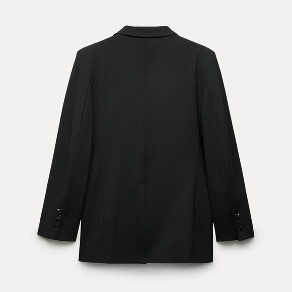 ZARA WOMAN STRAIGHT WOOL BLEND BLAZER ZW COLLECTION BLACK SIZE M NEW WITH TAG - Picture 10 of 14